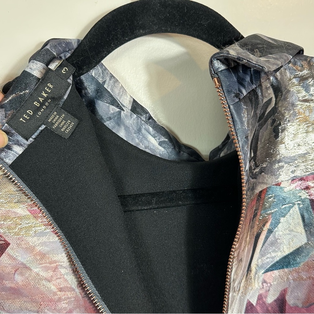 Ted Baker London Sleeveless Zip-Front Dress with Abstract Crystal Print - Picture 5 of 10